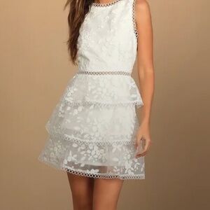 Lulus White Organza Lace "Look So Sweet" Dress NWT --- Size S